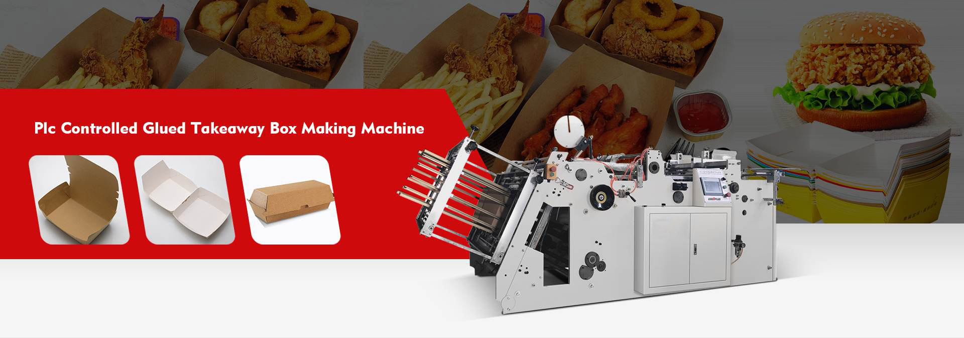 Plc Controlled Glued Takeaway Box Making Machine